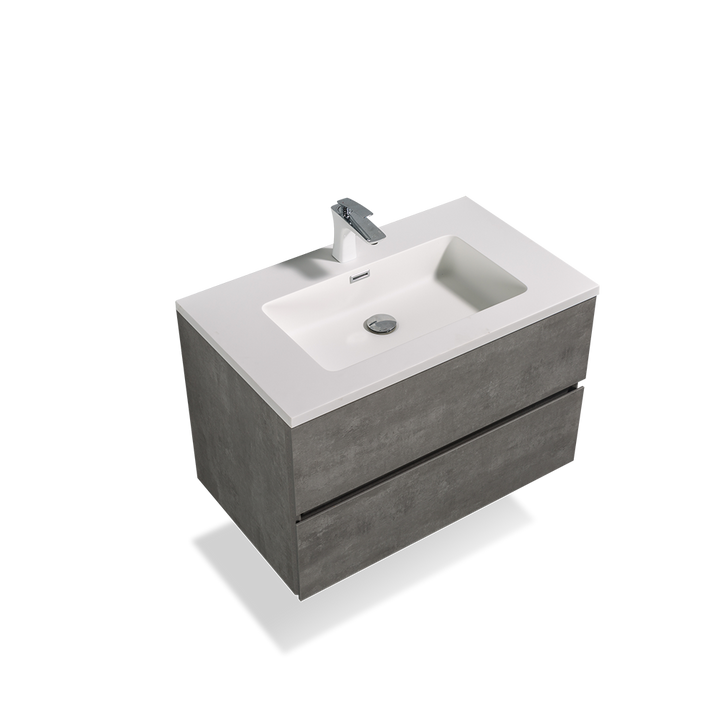 TONA EDI Floating Vanity with White Quartz Countertop Single Sink (24"-48")