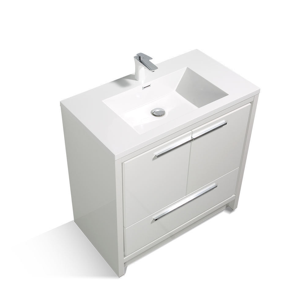 TONA Allier Freestanding Vanity Single Sink with White Countertop  (24"-48")