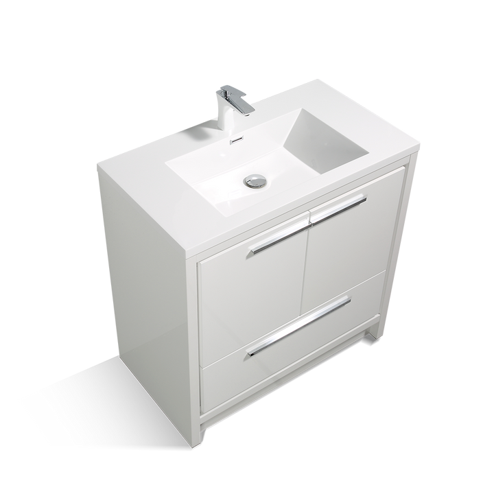 TONA Allier Freestanding Vanity Single Sink with White Countertop  (24"-48")