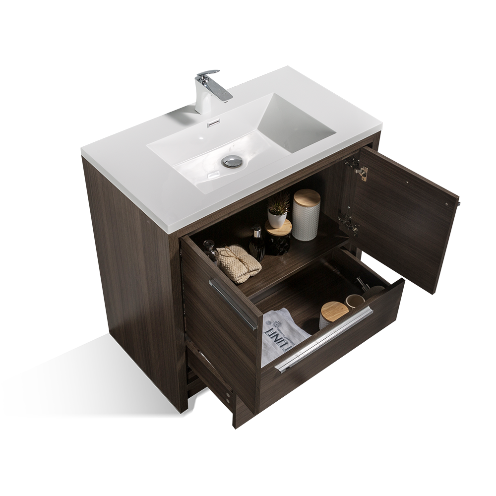 TONA Allier Freestanding Vanity Single Sink with White Countertop  (24"-48")