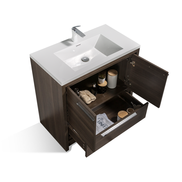 TONA Allier Freestanding Vanity Single Sink with White Countertop  (24"-48")