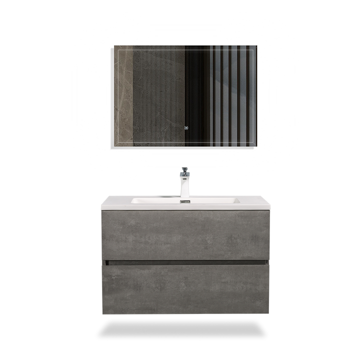 Floating Bathroom Vanity with Faux Marble Integrated Top&Sink - TONA Edi, 24 Inch/36 Inch Vanity with Single Sink