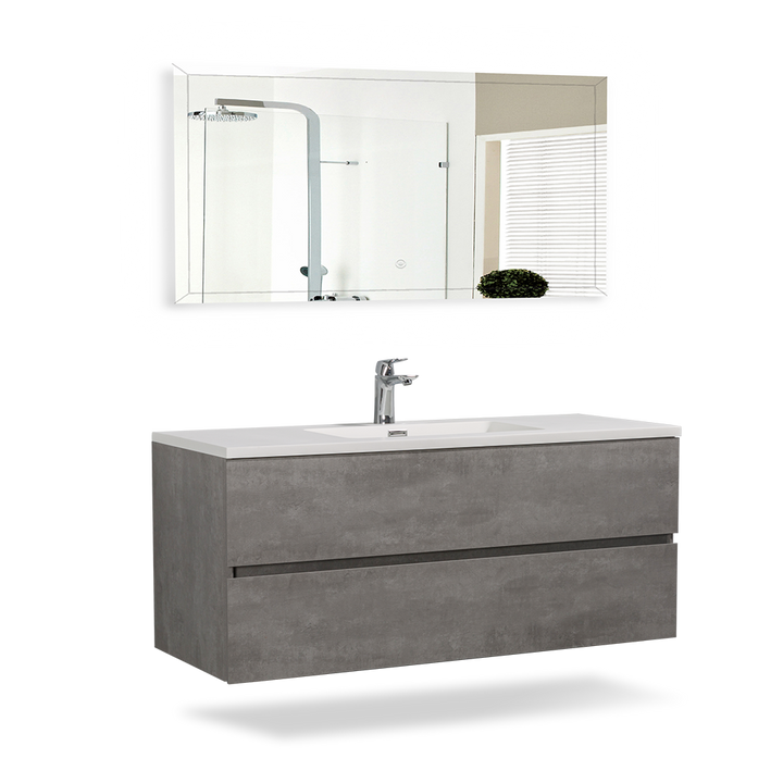 Floating Bathroom Vanity with Faux Marble Integrated Top&Sink - TONA Edi, 24 Inch/36 Inch Vanity with Single Sink