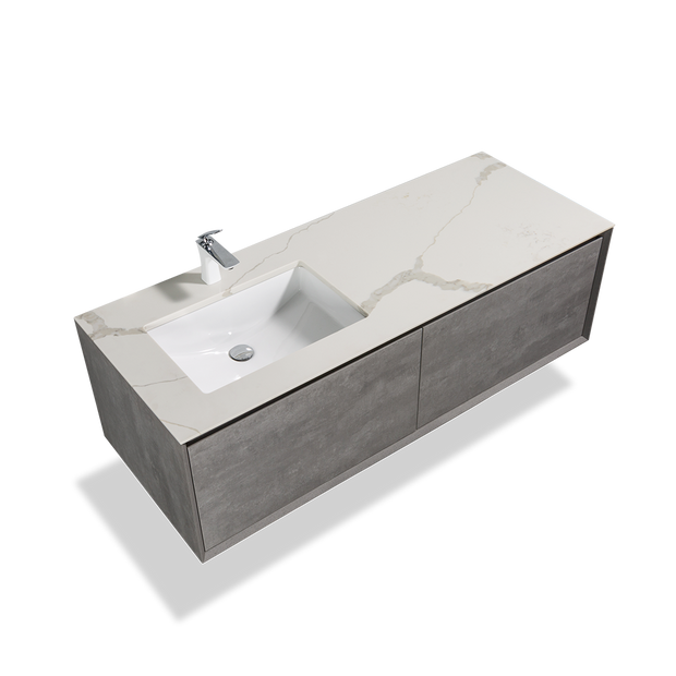 Wall Hung Bathroom Vanity with Quartz Top & Ceramic Sink - TONA Freda