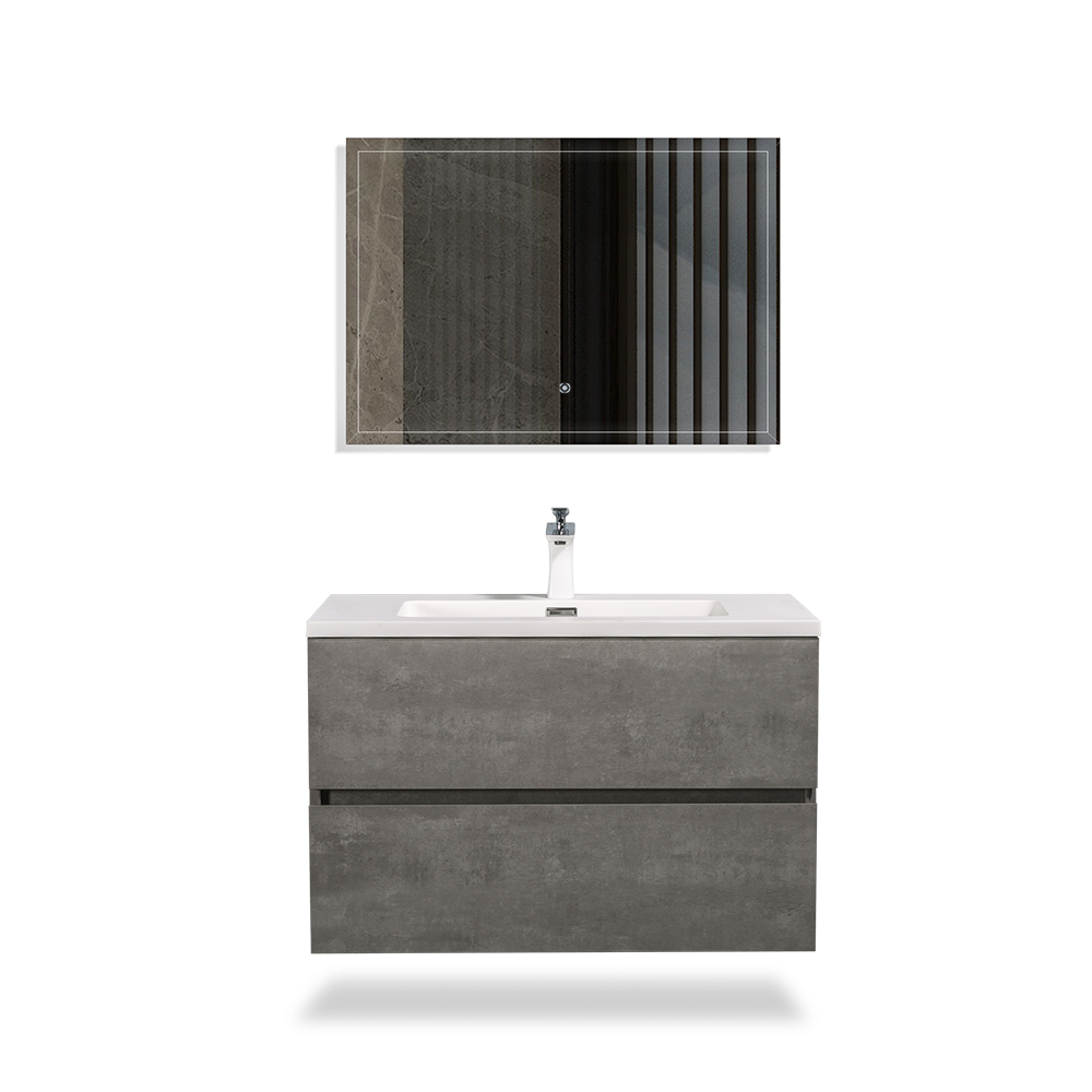 Floating Bathroom Vanity with Faux Marble Integrated Top&Sink - TONA Edi, 24 Inch/36 Inch Vanity with Single Sink