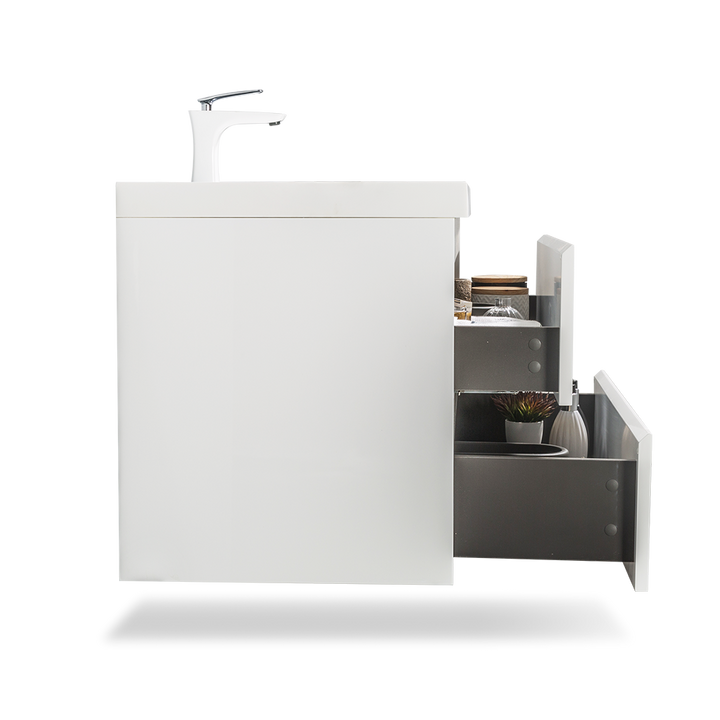 TONA ANGELA FLOATING VANITY SINGLE BASIN WITH WHITE COUNTERTOP (24"- 60")