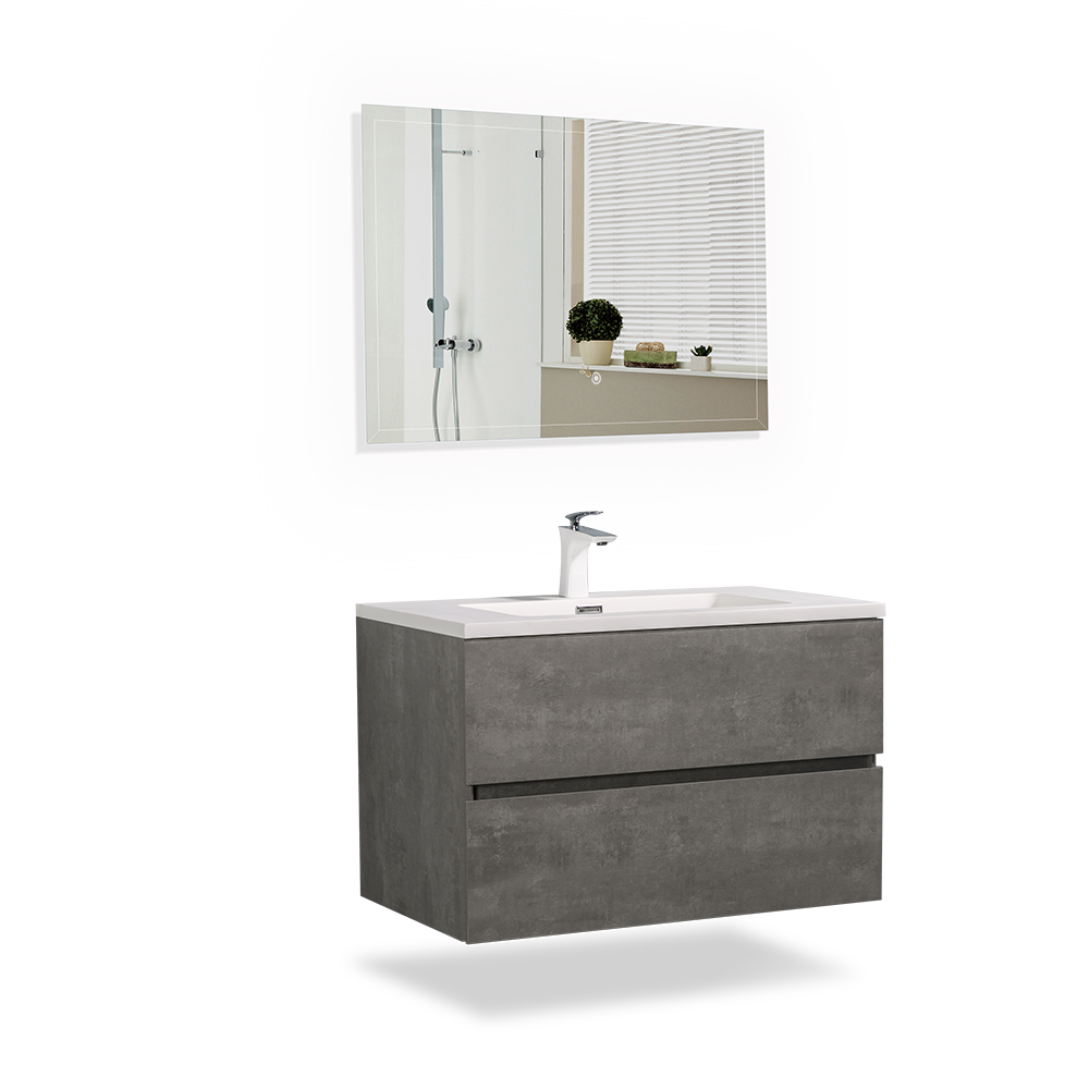 Floating Bathroom Vanity with Faux Marble Integrated Top&Sink - TONA Edi, 24 Inch/36 Inch Vanity with Single Sink