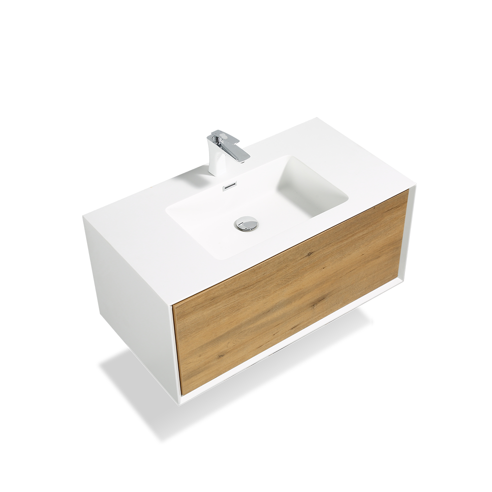 TONA FURLA FLOATING VANITY WITH WHITE COUNTERTOP  INTEGRATED SINGLE SINK (24"-36"）