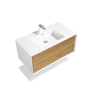 Wall Mounted Bathroom Vanity with Faux Marble Integrated Top&Sink - TONA Furla