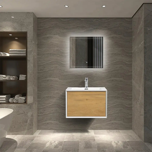 Wall Mounted Bathroom Vanity with Faux Marble Integrated Top&Sink - TONA Furla