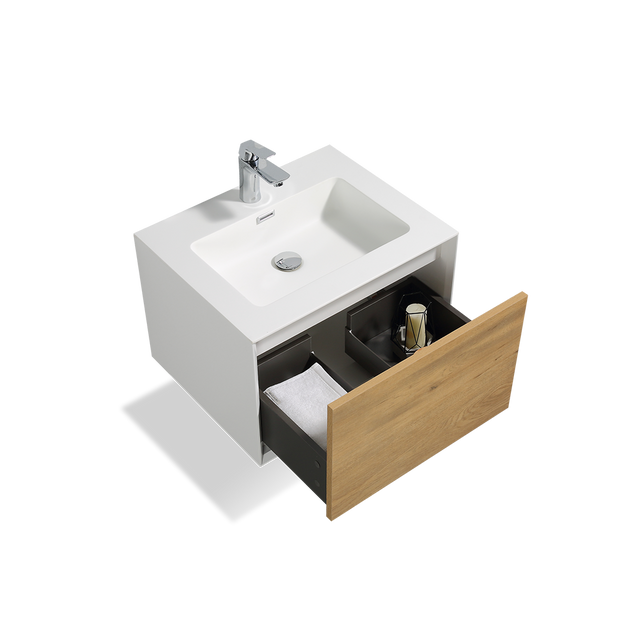 Wall Mounted Bathroom Vanity with Faux Marble Integrated Top&Sink - TONA Furla