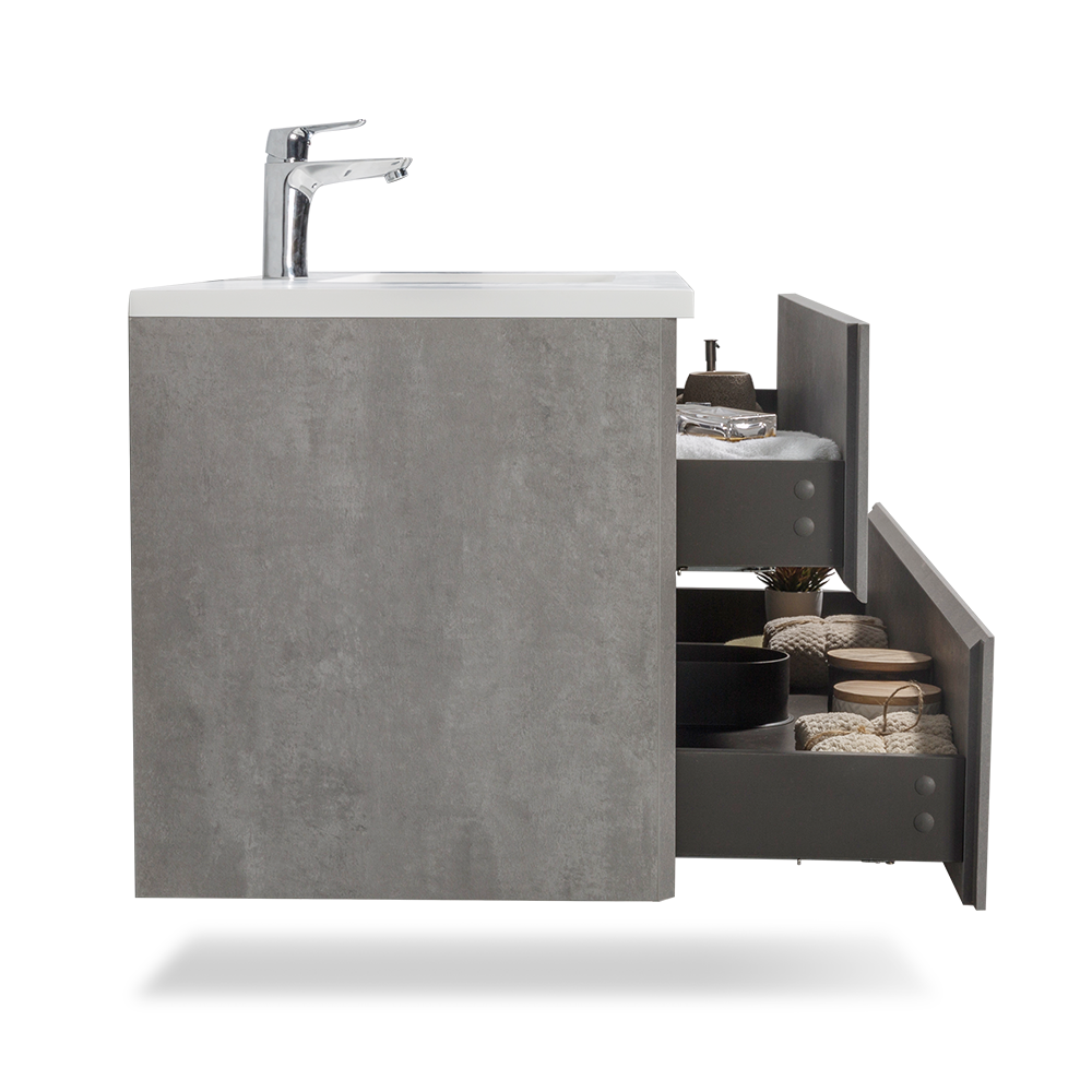 TONA EDI Floating Vanity with White Quartz Countertop Single Sink (24"-48")