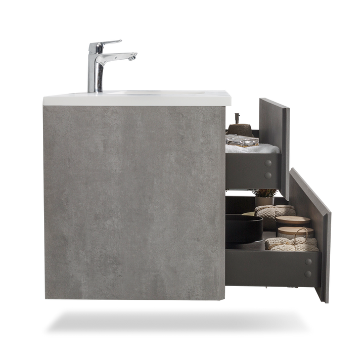 TONA EDI Floating Vanity with White Quartz Countertop Single Sink (24"-48")