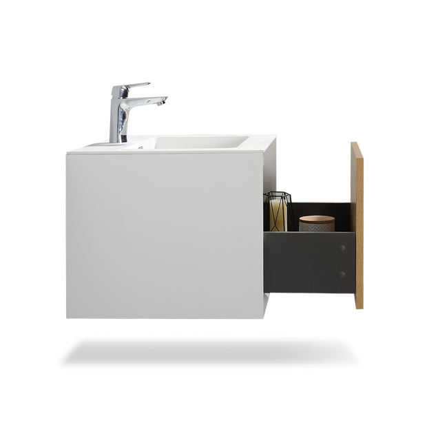 Wall Mounted Bathroom Vanity with Faux Marble Integrated Top&Sink - TONA Furla