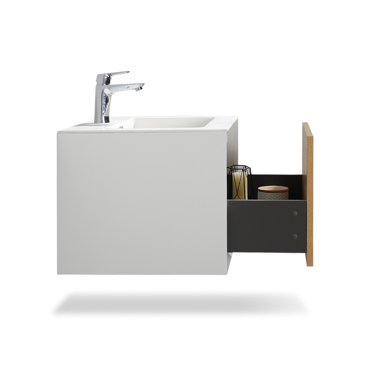 Wall Mounted 24 Inch Bathroom Vanity with Cultured Marble Top & Integrated Sink - TONA Furla