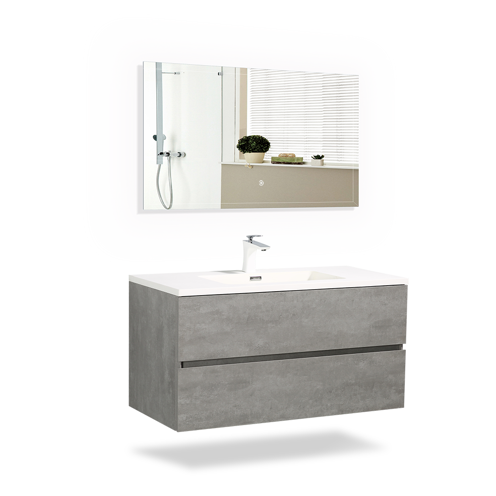 Floating Bathroom Vanity with Faux Marble Integrated Top&Sink - TONA Edi, 24 Inch/36 Inch Vanity with Single Sink