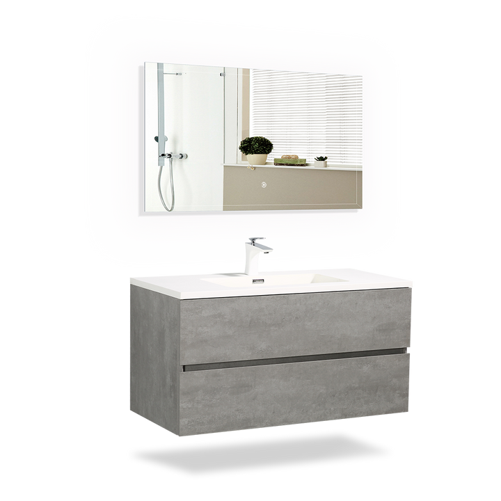 Floating Bathroom Vanity with Faux Marble Integrated Top&Sink - TONA Edi, 24 Inch/36 Inch Vanity with Single Sink