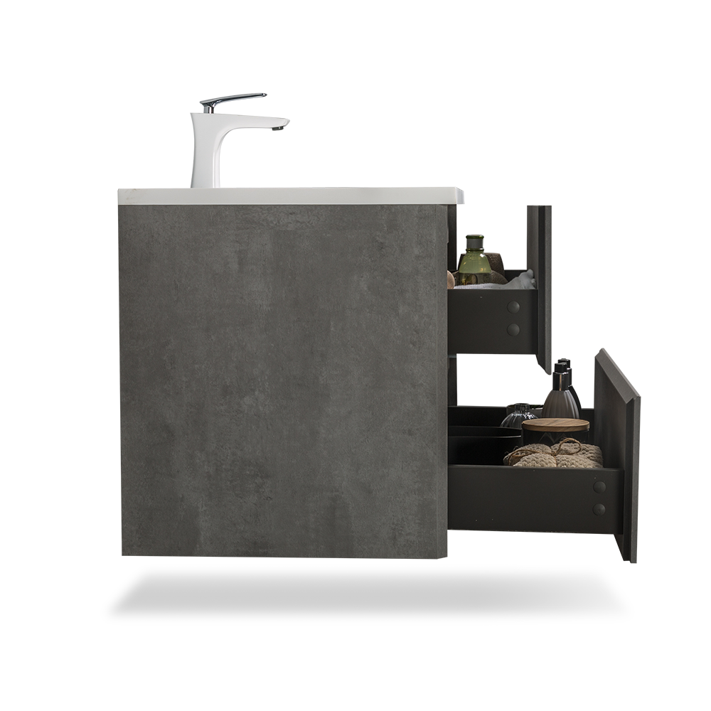 Floating Bathroom Vanity with Faux Marble Integrated Top&Sink - TONA Edi, 24 Inch/36 Inch Vanity with Single Sink