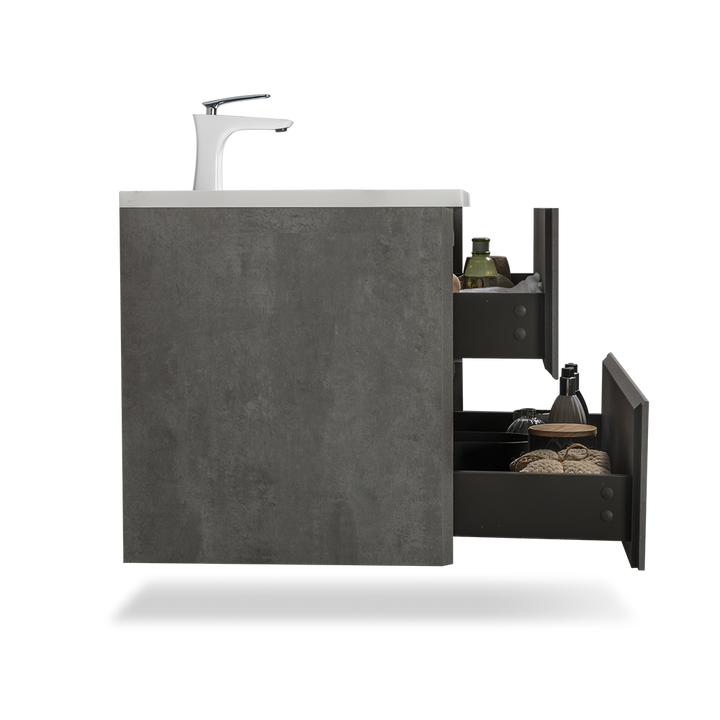 Floating Bathroom Vanity with Faux Marble Integrated Top&Sink - TONA Edi, 24 Inch/36 Inch Vanity with Single Sink