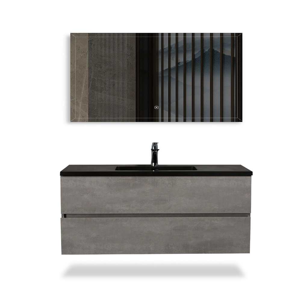 Wall Mounted Bathroom Vanity with Black Quartz Integrated Top&Sink - TONA Edi