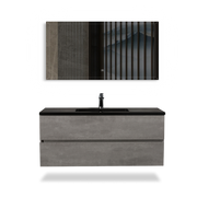 Wall Mounted Bathroom Vanity with Black Quartz Integrated Top&Sink - TONA Edi