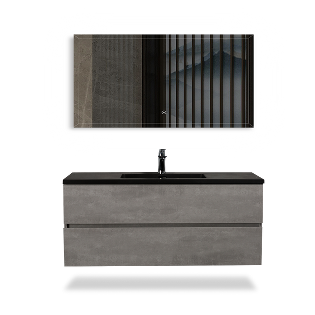 Wall Mounted Bathroom Vanity with Black Quartz Integrated Top&Sink - TONA Edi
