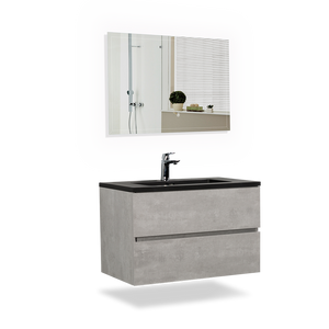 TONA Edi Floating Vanity with Black Quartz Single Sink Countertop (24"-60") TONA Bathroom Furniture