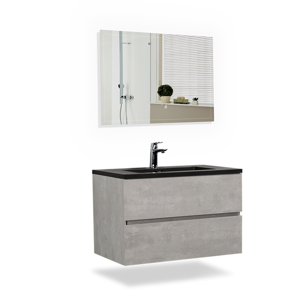 TONA Edi Floating Vanity with Black Quartz Single Sink Countertop (24"-60") TONA Bathroom Furniture