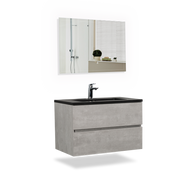 Wall Mounted Bathroom Vanity with Black Quartz Integrated Top&Sink - TONA Edi