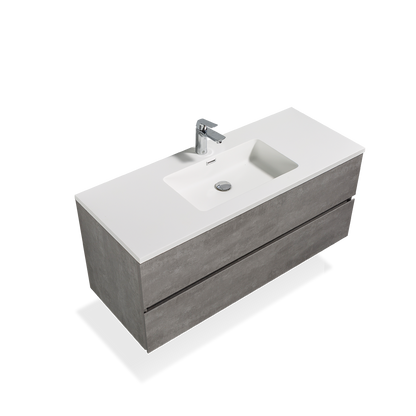Floating Bathroom Vanity with Faux Marble Integrated Top&Sink - TONA Edi, 24 Inch/36 Inch Vanity with Single Sink