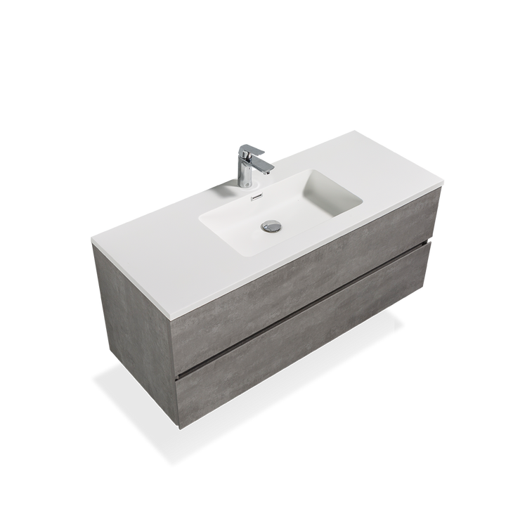 TONA EDI Floating Vanity with White Quartz Countertop Single Sink (24"-48")