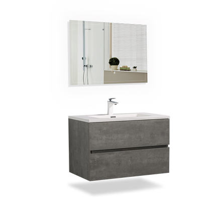Floating Bathroom Vanity with Faux Marble Integrated Top&Sink - TONA Edi, 24 Inch/36 Inch Vanity with Single Sink