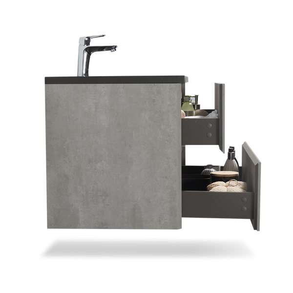 TONA Edi Floating Vanity with Black Quartz Single Sink Countertop (24"-60") TONA Bathroom Furniture