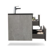 Wall Mounted Bathroom Vanity with Black Quartz Integrated Top&Sink - TONA Edi