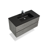 Wall Mounted Bathroom Vanity with Black Quartz Integrated Top&Sink - TONA Edi