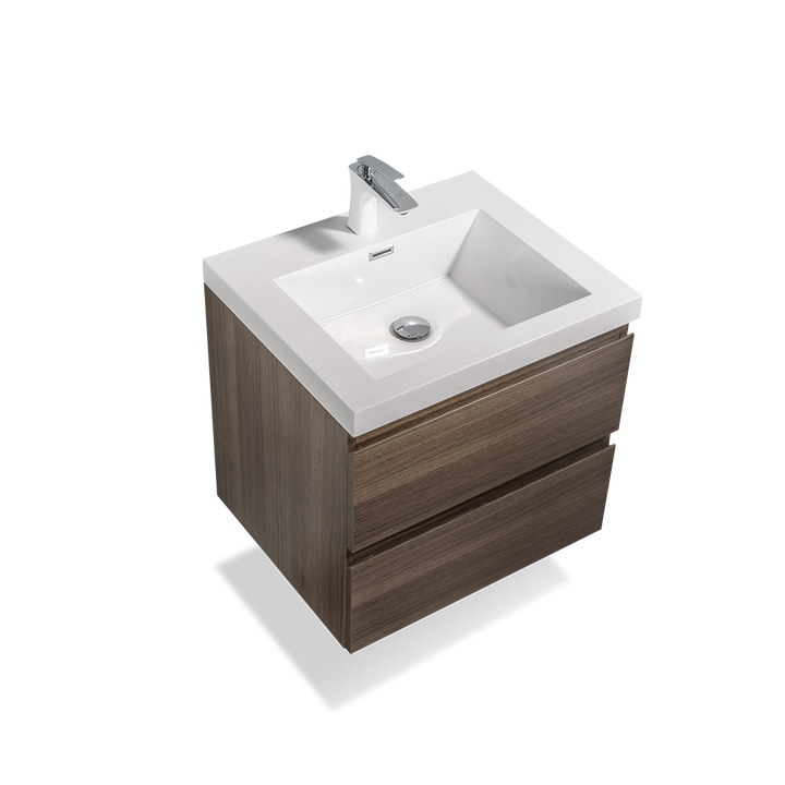 TONA ANGELA FLOATING VANITY SINGLE BASIN WITH WHITE COUNTERTOP (24"- 60")