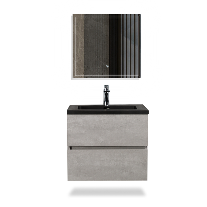 TONA EDI Floating Vanity with Black Quartz single sink Countertop (24"-60")