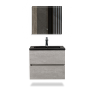 Wall Mounted Bathroom Vanity with Black Quartz Integrated Top&Sink - TONA Edi