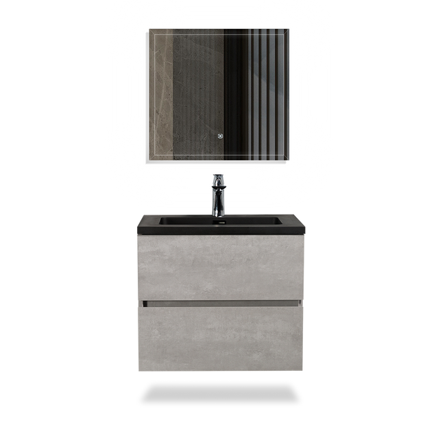 Wall Mounted Bathroom Vanity with Black Quartz Integrated Top&Sink - TONA Edi