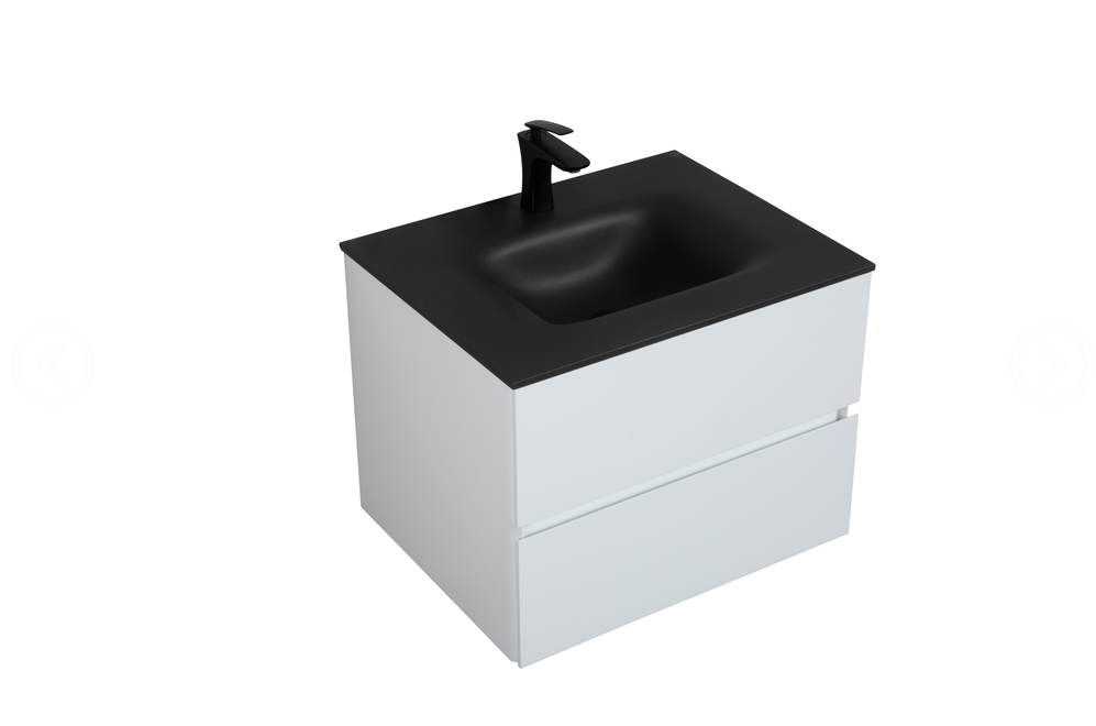 TONA 26" Bathroom Vanity with Matt-Black Sand Quartz Sink, Modern floating vanity bathroom with Soft Close Drawer Slides, Floating Vanity Set with Large Storage Cabinet and Integrated Basin-Emily R-26