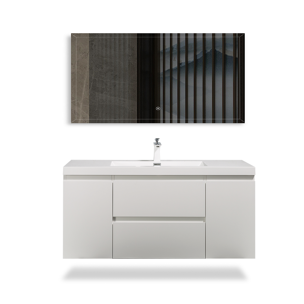 Floating Bathroom Vanity Wall Hung Vanity Unit with Faux Marble Integrated Top&Sink - TONA Angela