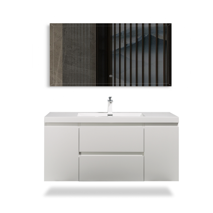 Floating Bathroom Vanity Wall Hung Vanity Unit with Faux Marble Integrated Top&Sink - TONA Angela