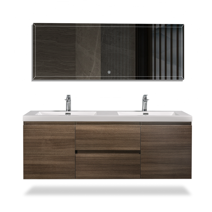 TONA ANGELA FLOATING VANITY SINGLE BASIN WITH WHITE COUNTERTOP (24"- 60")