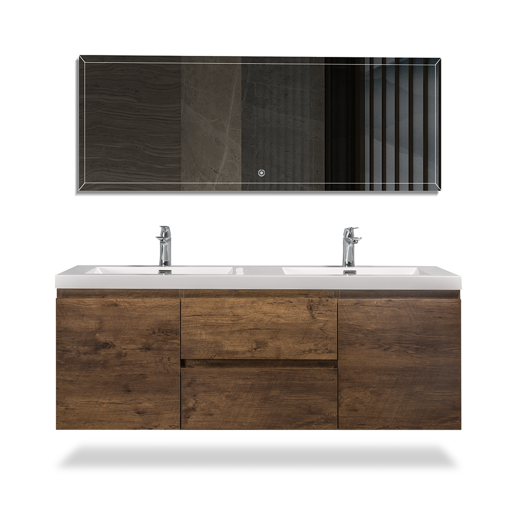 Floating Bathroom Vanity Wall Hung Vanity Unit with Faux Marble Integrated Top&Sink - TONA Angela