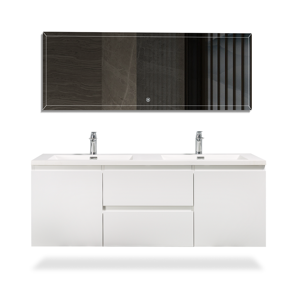 Floating Bathroom Vanity Wall Hung Vanity Unit with Faux Marble Integrated Top&Sink - TONA Angela