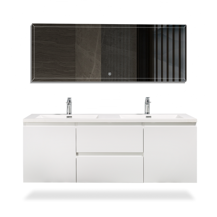 TONA ANGELA FLOATING VANITY SINGLE BASIN WITH WHITE COUNTERTOP (24"- 60")