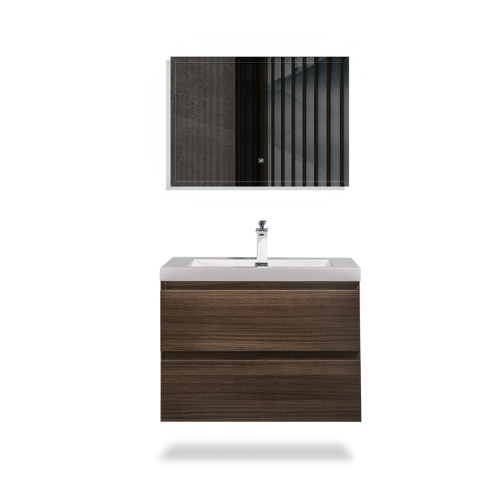 Floating Bathroom Vanity Wall Hung Vanity Unit with Faux Marble Integrated Top&Sink - TONA Angela