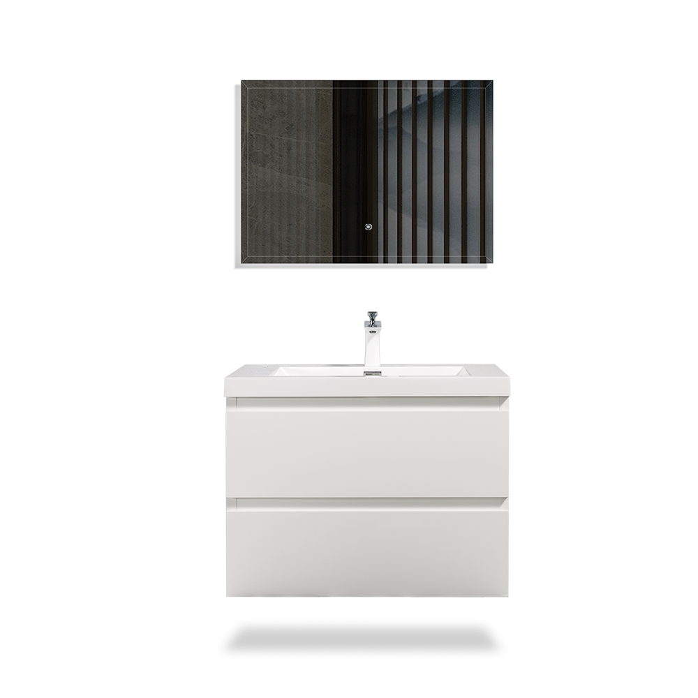 Floating Bathroom Vanity Wall Hung Vanity Unit with Faux Marble Integrated Top&Sink - TONA Angela