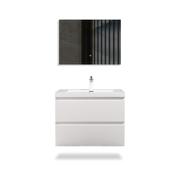 Floating Bathroom Vanity Wall Hung Vanity Unit with Faux Marble Integrated Top&Sink - TONA Angela