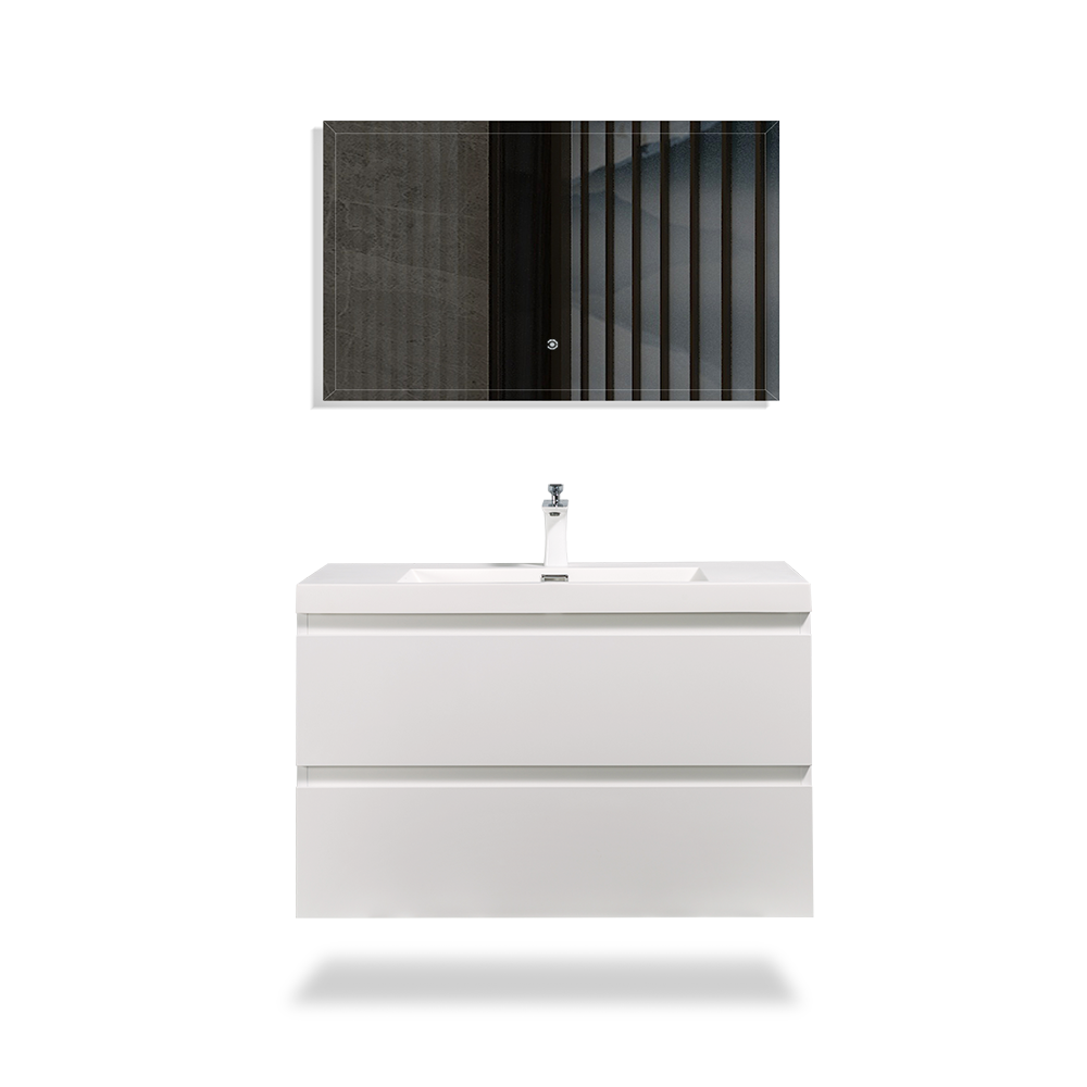 Floating Bathroom Vanity Wall Hung Vanity Unit with Faux Marble Integrated Top&Sink - TONA Angela